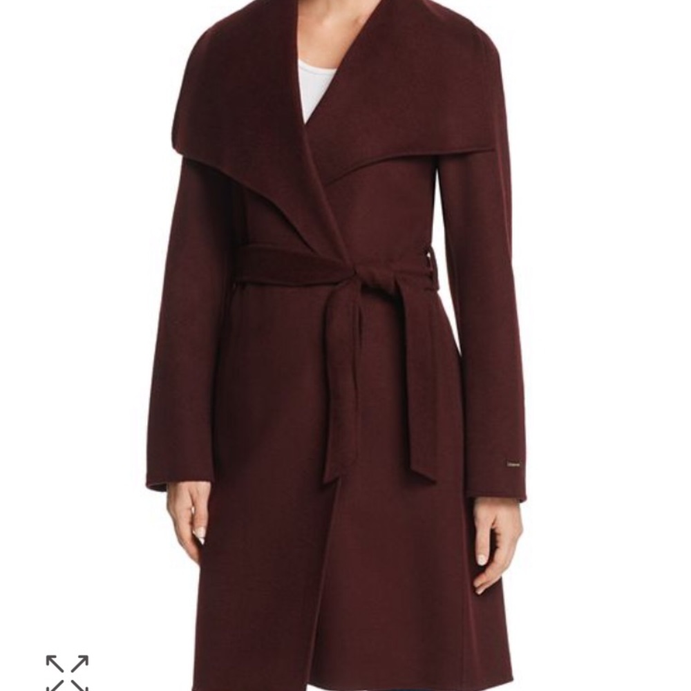 Tahari charcoal, light gray wool blend coat.